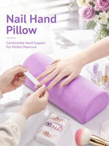 Half-Circle Nail Art Arm Rest, Solid Color Towel Fabric Nail Art Arm Support, Detachable And Washable Design, Soft And Comfortable Nail Art Tool, Multiple Colors Available. Perfect For Home, Salon And Beach Use. Great Gift For Makeup Enthusiasts And Body Painting Beginners. - Multicolor - View 3