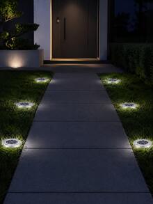 4/8pcs 8 LED Solar Ground Lights, IP65 Waterproof Solar Disc Lights, Auto On/Off Embedded Pathway Lights, Suitable For Garden, Yard, Walkway, Patio And Lawn Decoration Outdoor Landscape Lighting - 8LED - View 7