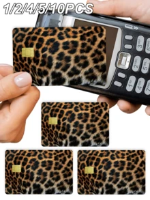 1/2/4/5/10pcs Realistic Leopard Print Credit Card Stickers, High-End Texture DIY Stickers, Same Style As Beauty Bloggers, Must-Have For Leopard Print Lovers, Decoration For Transit Cards, Campus Cards, Credit Cards - Multicolor - View 2