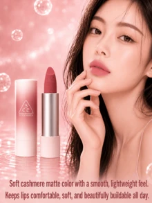 Lipstik 3CE Cashmere Hug #Knit, 3,5/1,5g, hasil akhir matte lembut, halus dan tidak membuat kering, ringan dan sangat berpigmen, cocok untuk semua warna kulit untuk pemakaian sehari-hari. - #MERAJUT - View 3