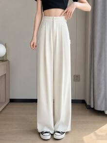 High-End Flowing Straight Leg Casual Maxi Pants For Women Spring - Apricot - View 5