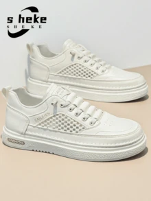 Men's Slip-On Mesh Outdoor Comfortable Spring Summer All-Season Elastic Band Skate Shoes - Beige - View 1