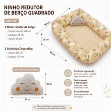 Kit Berço Imperial 11 Peças + Ninho Redutor com Almofada Nuvem 100% Algodão - Rosa - Nuvem - Visão 4