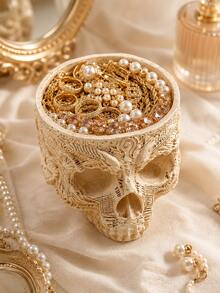 Caja de almacenamiento de joyas de resina con estilo gótico, bandeja de joyas con calavera vintage, organizador de escritorio, adecuado para anillos, pendientes, collares, llaves, tocador, dormitorio, entrada, estantería, dormitorio, decoración de fiesta de Halloween, regalo de decoración del hogar bohemio gótico, adecuado para mujeres y niñas - nuevo producto - Ver 5