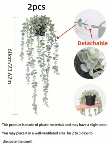 1/2 件人造植物，悬挂盆栽，壁挂式搁板装饰，适用于室内、室外、客厅搁板装饰、家居装饰、房间装饰、花园装饰、墙壁装饰 - 噴白尤加利 - 查看 10