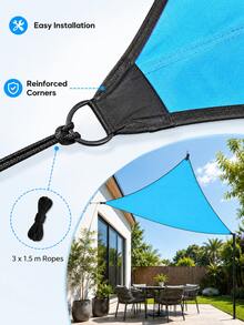 1pc Triangular Sunshade, With UV Protection, For Outdoor Spaces Like Terraces, Gardens And Decks,UV-Blocking Waterproof Polyester Sun Shade Sail, Suitable For Patio, Garden, Swimming Pool, Outdoor Camping, Includes DIY Installation Ropes - Multicolor - View 6