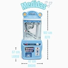 Maquina Atrapa Peluche Garra grande Musical Luz Pantalla Led - Azul - Ver 3