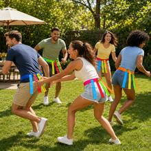 Tail Tag Game Belt, Belt With 6 Detachable Tails, Random Color, Hook And Loop Running Chase Activity Equipment, Back To School Gift, Suitable For Sports Day, Backyard Lawn, Carnival Party, Camping Picnic, Team Building, Outdoor Games, Adult Group Competition - One Size Fits All - View 2
