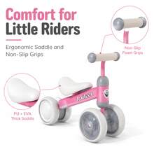 Balance Bike 1 Year Old – 4-Wheel Toddler Bike With Light-Up Wheels & Stable Steel Frame, Fun Toddler Outdoor Toys For Indoor Outdoor Play, Perfect As 1 Year Old Boy Gifts, Baby Toys 1 Year Old & 1st Birthday Girl Gifts.Pink - Pink - View 2