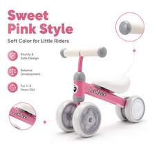 Balance Bike 1 Year Old – 4-Wheel Toddler Bike With Light-Up Wheels & Stable Steel Frame, Fun Toddler Outdoor Toys For Indoor Outdoor Play, Perfect As 1 Year Old Boy Gifts, Baby Toys 1 Year Old & 1st Birthday Girl Gifts.Pink - Pink - View 5