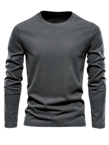GRDR 3pcs/Pack Men's Spring/Autumn Casual Daily Essential Crew Neck Long Sleeve T-Shirt, Solid Color Basic Style, Suitable For Layering Or Wearing Alone - Multicolor - View 5