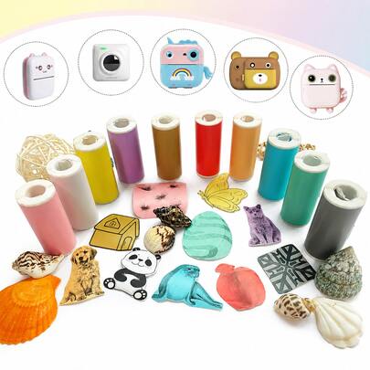 10 Color Self-Adhesive Thermal Paper 57x25mm, Compatible With Mini Portable Printer, Inkless Printing, Ideal For Photos, Lists, Notes, Study, Office, Perfect Gift