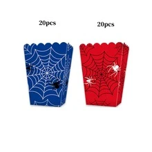 10/20/40pcs Spider Web Popcorn Boxes, 3.14x2.36x4.3 Inch Red & Blue Spider Print Wavy Edge Paper Popcorn Containers, Snack Candy Chips Nuts Gift Boxes, Hero Birthday Halloween Carnival Movie Night Theme Party Decorations - View 7