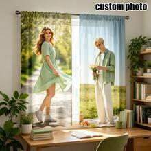 2pcs Personalized Custom Curtains, 2 Photo Custom Curtains, Home Decor, Wedding Gift, Birthday Gift, Anniversary Gift, Pet, Rod Pocket Design, Good Light Transmission, Suitable For All Seasons, Decorative Curtains, 160gsm - 2 Pieces In Multiple Colors - View 6