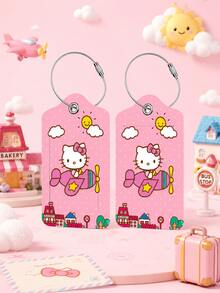SANRIO 1個/2個可愛卡通旅行行李吊牌，便攜式行李箱識別吊牌附金屬環，Kawaii包包掛飾，適用於背包、行李箱及日常旅行 - 彩色 - 查看 9