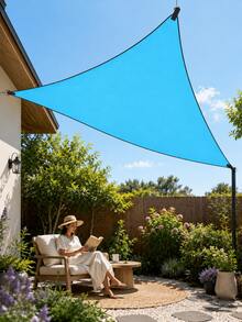 1pc Triangular Sunshade, With UV Protection, For Outdoor Spaces Like Terraces, Gardens And Decks,UV-Blocking Waterproof Polyester Sun Shade Sail, Suitable For Patio, Garden, Swimming Pool, Outdoor Camping, Includes DIY Installation Ropes - Multicolor - View 3