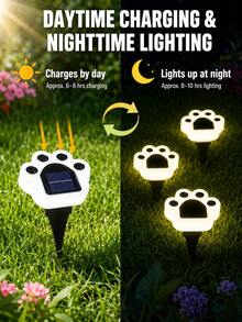 4入組 爪印太陽能地燈 IP44 防水戶外太陽能路徑燈 暖白/冷白/RGB 3種模式 LED 圓盤地埋燈 自動開關 無線寵物花園裝飾燈 適用庭院草坪露台走道景觀 - 熊爪燈 - 查看 5