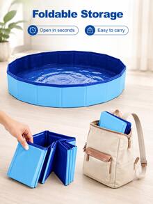 Portable Foldable Pet Bath Tub, PVC Composite Material Dog Bath Tub And Foldable Pet Swimming Pool, Lightweight Indoor/Outdoor Home Essential, Suitable For Dogs And Cats, Ideal For Travel, Beach, Camping, Hiking, Poolside Cleaning And Pet Bathing - Multicolor - View 4
