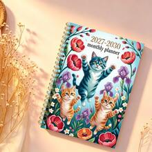 2027-2030 Monthly Planner/Calendar - 4-Year Monthly Planner From January 2027 To December 2030, Fun Cat And Floral Theme Cover Design Diary, Annual Calendar Planner, Monthly Index Pages, 48-Month Calendar, 5.5 X 8.3 Inches, Back To School Season Agenda 2026 2027 Material - A5 - View 1