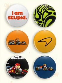 1pc/6pcs 4.4cm F1 Racing Pixel Art Button Pin Badge, Race Car Themed Brooch Pins, Decor Accessories For Clothes Backpack Lanyard Holiday Gift, Back To School Gift - Multicolor - View 9