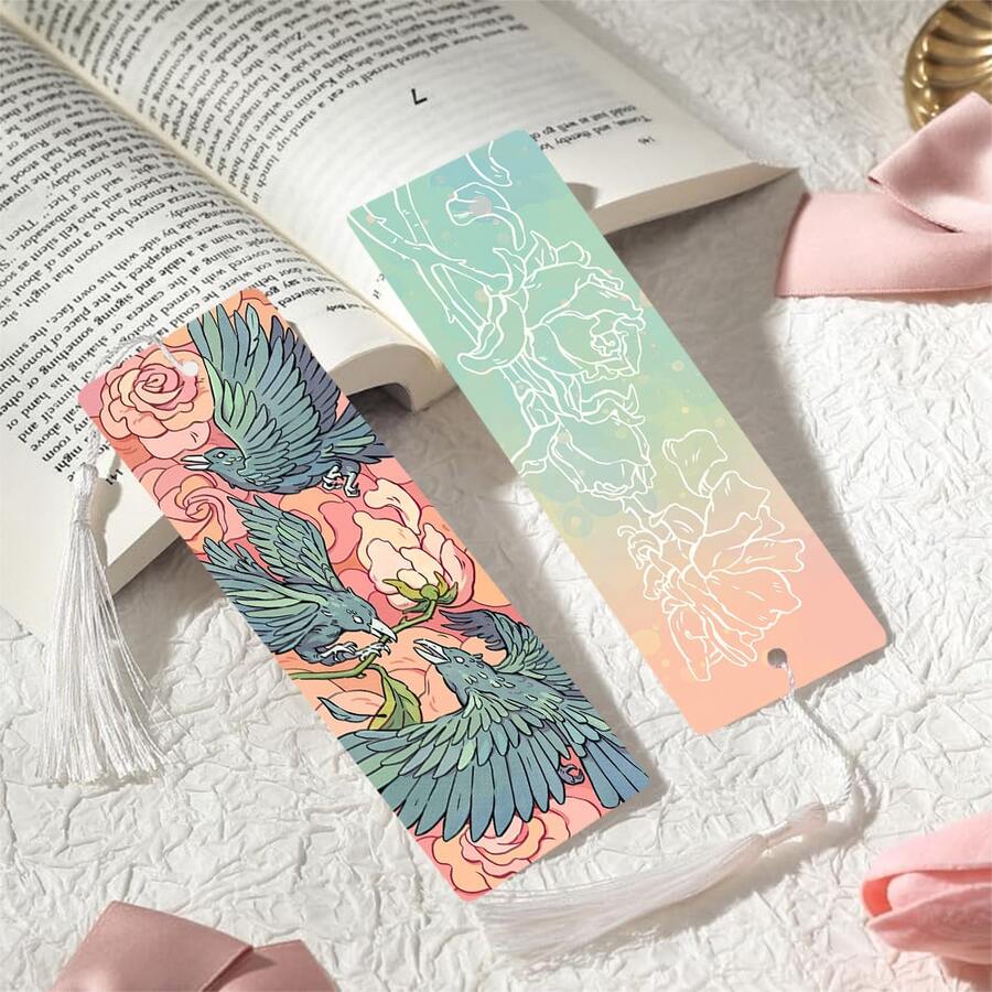 2件裝 PET 印花書籤,精緻美觀圖案,耐用優雅,獨特設計適合日常使用或收藏。開學季最佳禮物,無論是個人使用或送給家人朋友,都是獨特且實用的禮物選擇,為閱讀時光增添氛圍與樂趣(隨機顏色流蘇) - 2PCS - 查看 1