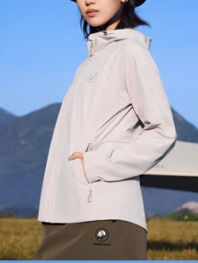 CAMEL CROWN Jaket Soft Shell Antibakteri 3A Musim Semi Baru, Jaket Olahraga Pendek Hiking Luar Ruangan Elastis Cepat Kering, Perlindungan UV - Abu ek - View 2