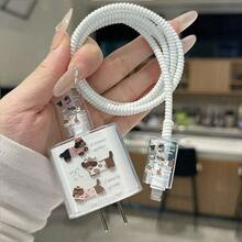 4pcs/Set Casing Pelindung Charger & Kabel TPU Baru dengan Motif Anjing & Pita Biru, Pelindung Kabel Pengisian Daya 18/20W Tahan Lama, Pengatur Kabel Anti-Patah, Cocok untuk Aksesoris Charger 16/15/13/14, Hadiah Lucu untuk Teman - Beraneka warna - View 11