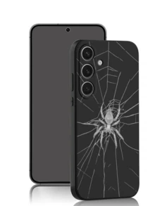1pc Premium Grey Spider Web Pattern Black TPU Soft Shell Protective Case, Wear-Resistant, Shockproof, Full Coverage, Compatible With Huawei Honor Galaxy A04e/A05s/A13/A14/A15/A34/A35/A50/A52/A53/A54/S21/S22/S23/S24/S25/S25Ultra/S25 FE/S26/S26PLUS/S26ULTRA/S26 EDGE/ 6A/7A/8A/ 12T/13T/14T [International Version, Not Local Version] - Black - View 2