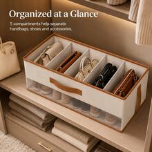 1/2pcs Foldable Elegant White Handbag Organizer, Multi-Compartment Design, Suitable For Handbags, Shoes And Accessories, Space-Saving Closet/Wardrobe Storage, Durable Divider Luxury Item Storage Box,Bedroom Room Decor,Back To School - Multicolor - View 4