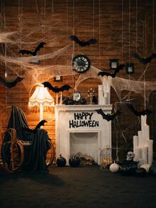 12pcs Halloween Hanging Decor Bats 3D Realistic Scary Large Black Artificial Hanging Flying Bats Yard Sign Outdoor Indoor Lawn Decoration (3 Styles) - Multicolor - View 6