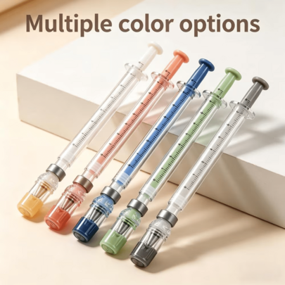 18pcs/Set (3 Pens + 15 Black Refills) Syringe-Shaped Ink Pens, Creative Office Supplies Neutral Gel Pens, 0.5mm Black