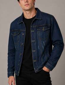 Men's Denim Jacket With Iron Button Closure - azul real - Ver 3