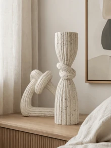 1pc Abstract Knot Sculpture Decor, Cream Spotted Modern Desktop Ornament, Suitable For Living Room, Bedroom, Office Bookshelf And Home Decoration Gift - 1PC - View 4