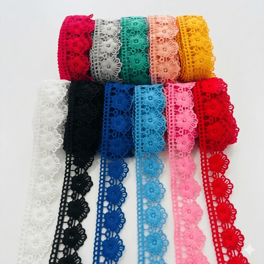 經典婚禮風珍珠刺繡蕾絲飾邊,牛奶絲蕾絲服飾配件,適用裙襬蕾絲 - 多色-1碼 - 查看 1