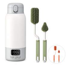 YKV Portable Baby Bottle Warmer With Cleaning Brush Set, 17oz Rechargeable Milk And Water Heater, USB-C Battery Powered With Temperature Display, Suitable For Travel, Home, Car - H111 - View 1