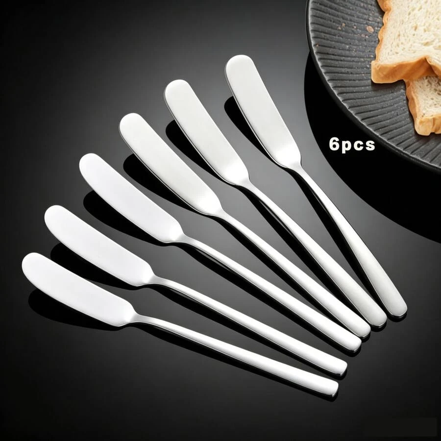 2pcs/6pcs Set Multi-Function Stainless Steel Butter Knife And Spreader, Suitable For Cheese, Jars And Cream – Essential Kitchen Tools And Supplies - Silver - View 1