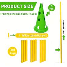 CENLEN 6 Training Cones With 50cm Diameter And Perforated Openings And 3 1.2-Meter Adjustable Portable Training Poles. Dog Agility Training Set, Perforated Obstacle Barrel Hurdle Frame, Indoor And Outdoor Agility Training Kit. - Yellow - View 8