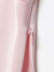 Mellowy Spring/Autumn New Women's European And American Style Fashion Minimalist Side Button Decor Satin Top Pink Summer - Pink - View 8