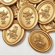 25pcs/Pack 3D Embossed Floral Self-Adhesive Wax Seal Stickers For Gifts, Wedding Invitation Envelopes - Brown - Bouquet - Brown - View 4