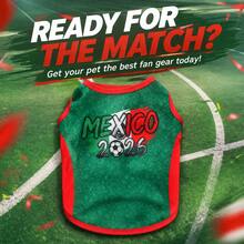 1 pièce Maillot de football pour animaux de compagnie Coupe du Monde du Mexique, imprimé drapeau en forme de cœur, schéma de couleurs vert & rouge, gilet sans manches, convient aux petits chiens et chats, parfait pour regarder les matchs, les fêtes et les promenades quotidiennes, tenue de style patriotique sportif, excellent cadeau pour les fans de football - Vert - Voir 9