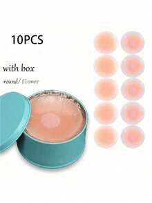 2/6/10/12pcs Reusable Seamless Silicone Nipple Covers, Invisible Self-Adhesive Anti-Protrusion Breast Pads, Comfortable Breathable Easy-To-Clean Lingerie Accessories For Women - Multicolor - View 16