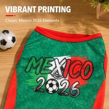 1 pièce Maillot de football pour animaux de compagnie Coupe du Monde du Mexique, imprimé drapeau en forme de cœur, schéma de couleurs vert & rouge, gilet sans manches, convient aux petits chiens et chats, parfait pour regarder les matchs, les fêtes et les promenades quotidiennes, tenue de style patriotique sportif, excellent cadeau pour les fans de football - Vert - Voir 4