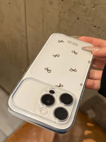1件透明棕色亮片蝴蝶結極簡個性化TPU防震全包手機殼，適用於Apple 17 16 15 14 13 12 11 Pro Max Air - 彩色 - 查看 4