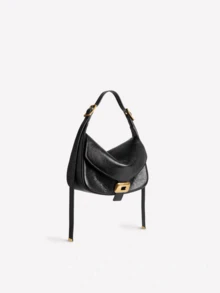 Women's New Vintage Underarm Bag, Thin Adjustable Long Strap Shoulder Bag, Minimalist Square Buckle Flap Bag, Versatile Crossbody Bag For Commute And Travel - Black - View 2