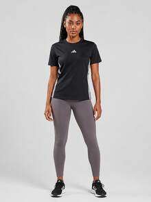 Adidas 舒適透氣經典百搭圓領運動女子短袖T卹 - 黑色 - 查看 5