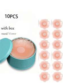 2/6/10/12pcs Reusable Seamless Silicone Nipple Covers, Invisible Self-Adhesive Anti-Protrusion Breast Pads, Comfortable Breathable Easy-To-Clean Lingerie Accessories For Women - Multicolor - View 13