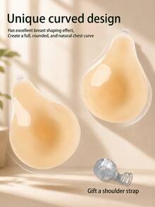 Self-Adhesive Silicone Neck Strap Bra, Water Drop Spoon-Shaped Invisible Bra, Large Cup Seamless Lift & Push-Up Bra, Small Chest Lift Silicone Bra Pads, Suitable For Daily Wear - Apricot - View 3
