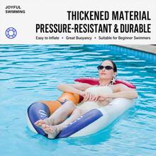 Adult Inflatable Pool Float Bed With Headrest, Pool Floating Lounge Chair Raft, Water Floating Chair, Suitable For Swimming Pool, Lake, Beach, Pool Party Adult Water Toy - 彩色 - 查看 2