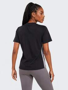 Adidas 舒適透氣經典百搭圓領運動女子短袖T卹 - 黑色 - 查看 2