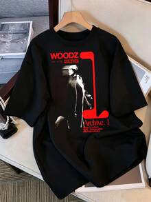 T-shirt grafica Vintage WOODZ Archive.1 con poster del tour mondiale 2026 per uomo e donna, stile retrò Idol Y2K minimalista a maniche corte. - nero - Visualizzare 1